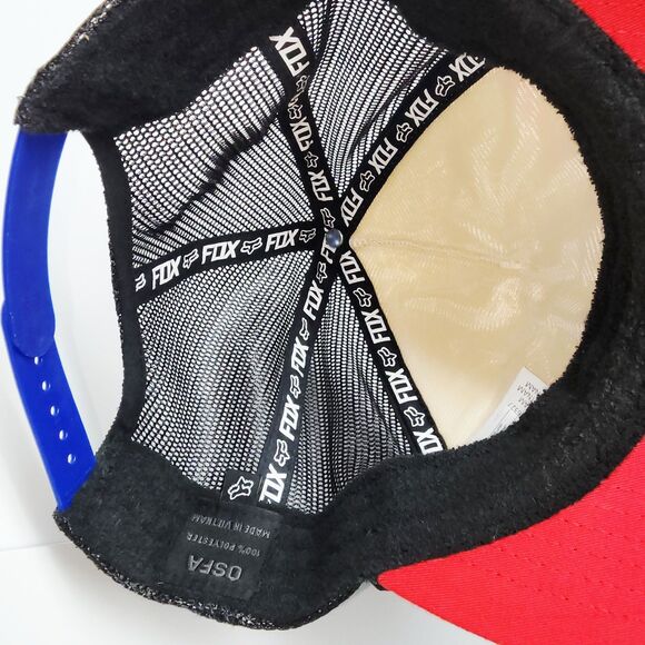 Genuine Fox Racing Hat USA Flag Print Trucker Mesh Snap Hat Cap OSFA EUC - Picture 5 of 7